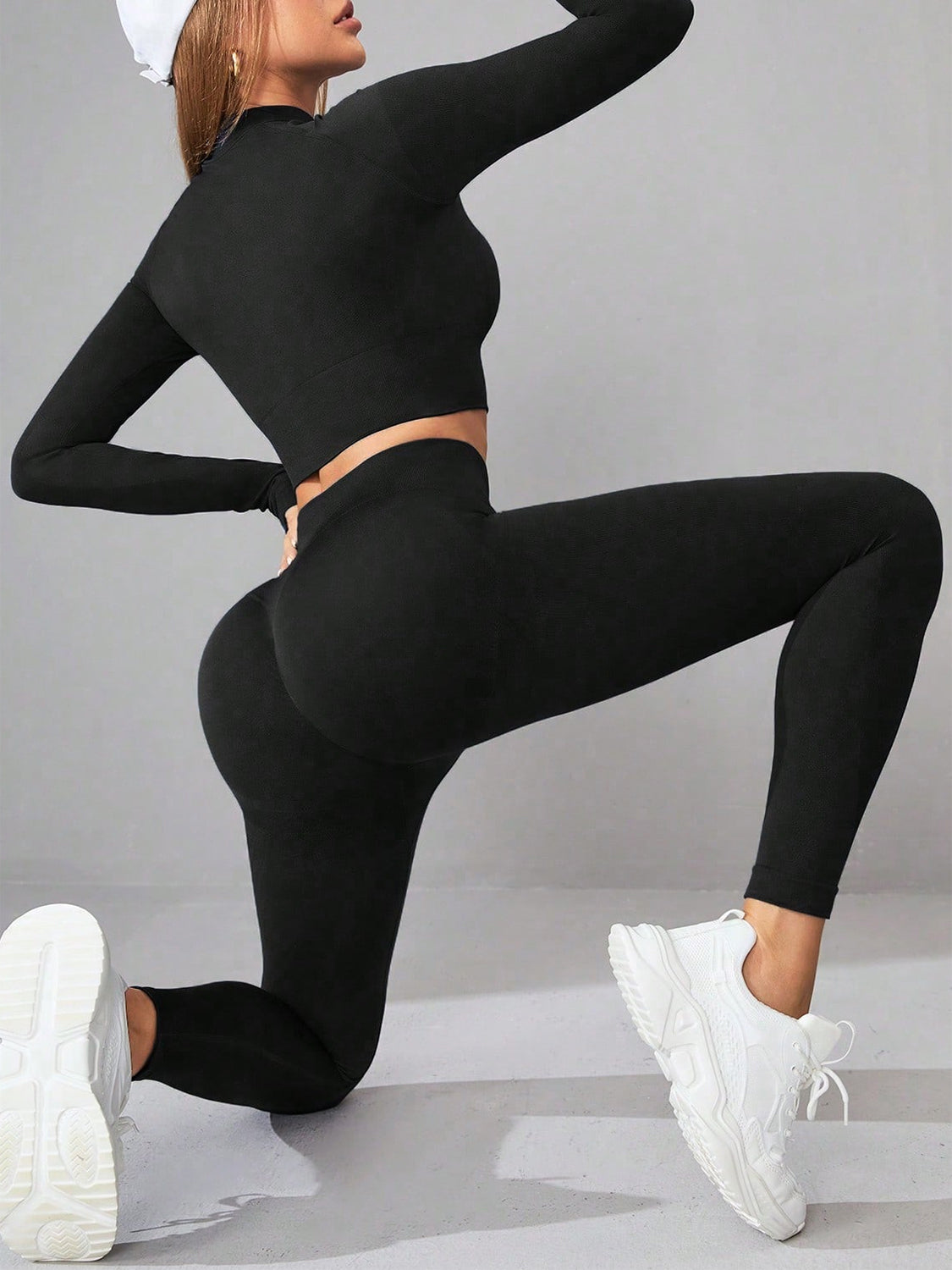 Mock Neck Long Sleeve Top and Leggings Active Set